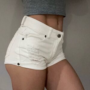 White Distressed Jean Shorts